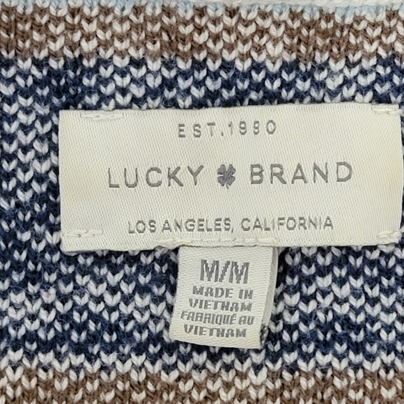 Lucky Brand Blue And Beige Southern Aztec Waterfall Drape Cardigan Sweater Sz M - Picture 9 of 11